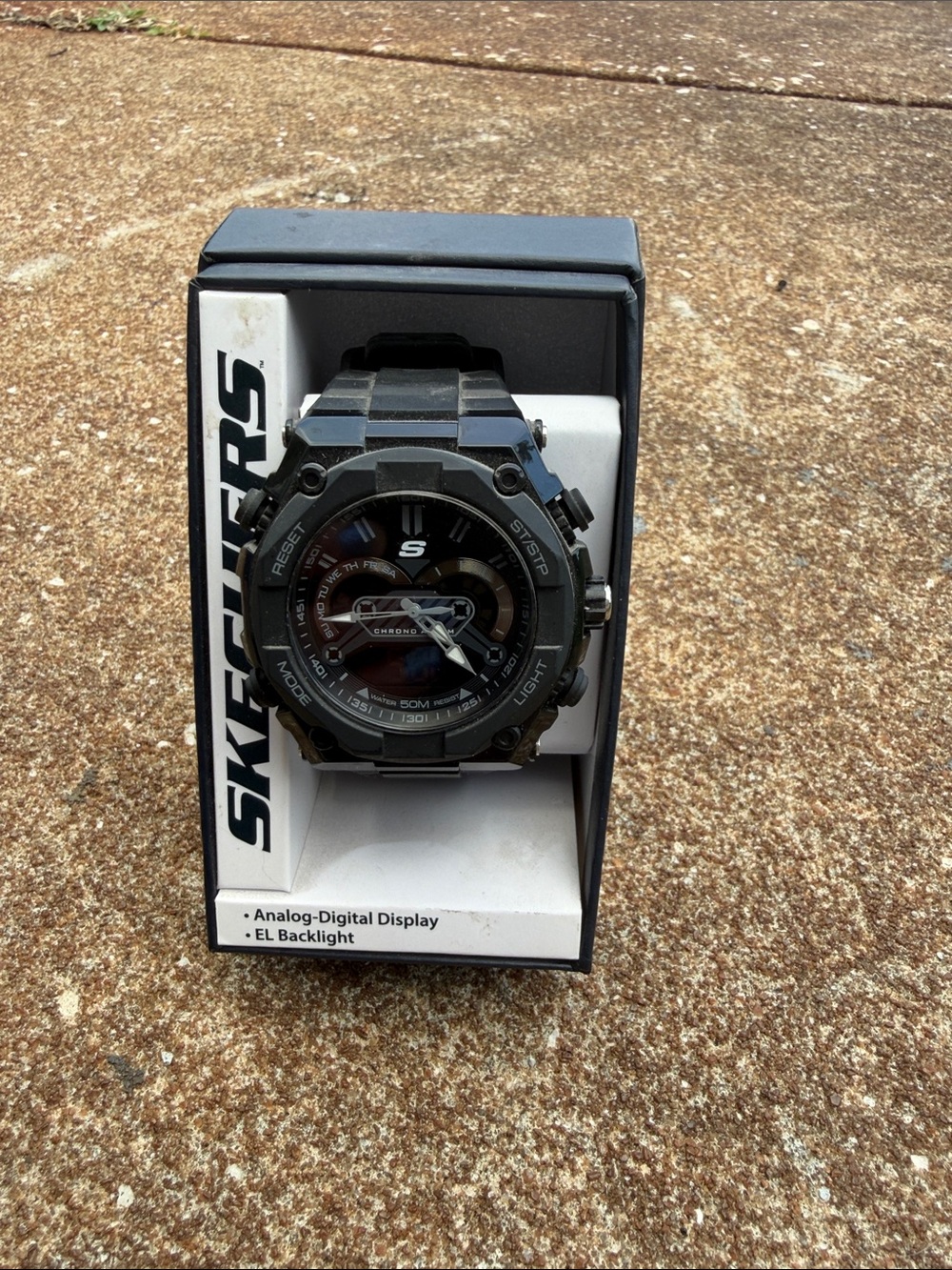 Skechers Black and Silver Analog-Digital Men’s Sport Watch. NEW